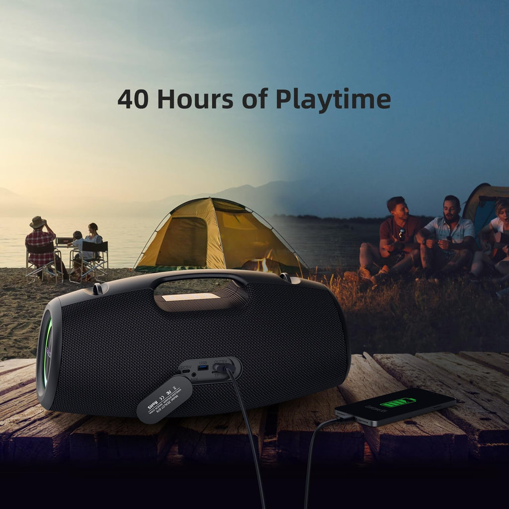 Black 120W Portable Waterproof Bluetooth Speaker J2134
