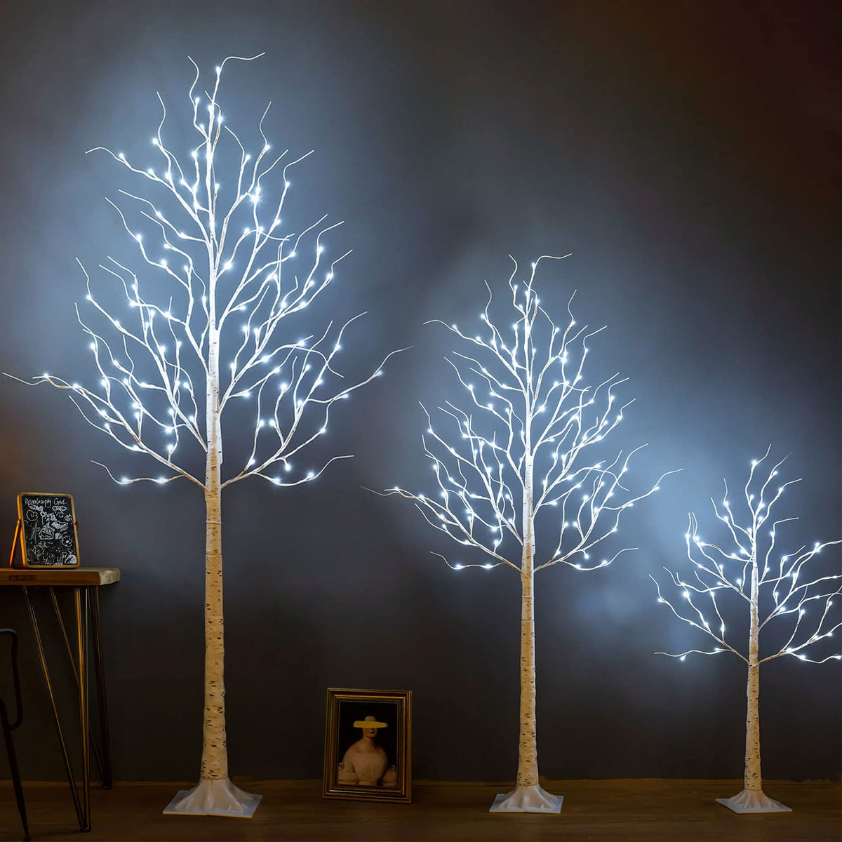 8ft 136LED Lighted Artificial Birch Tree with Timer P213