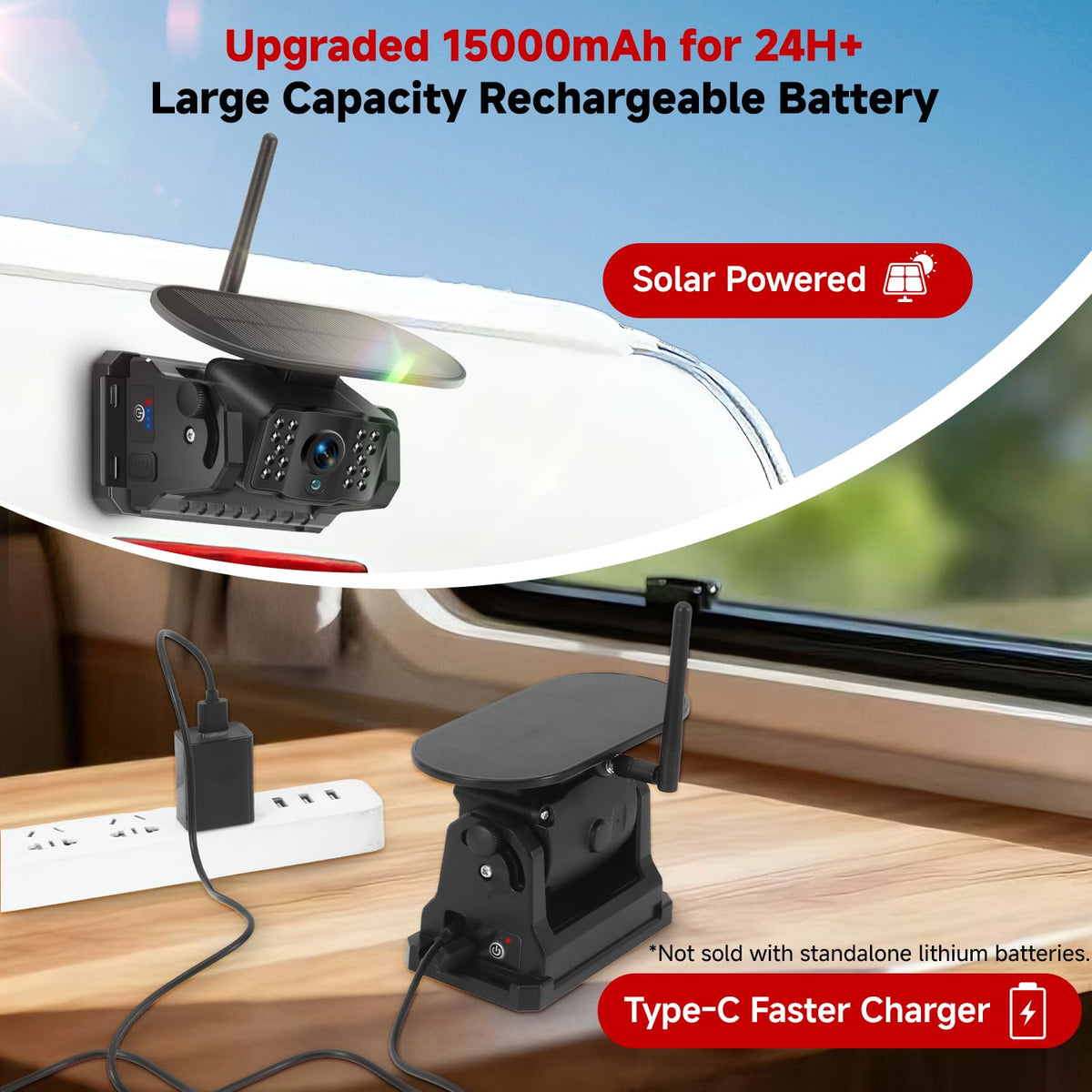 Dual Magnetic Wireless Backup Camera, 7” 1080P HD 4CH DVR Monitor W13143