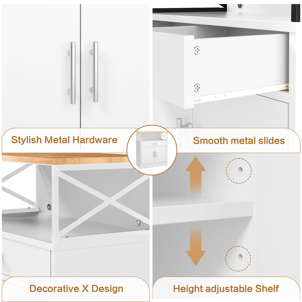 White Kitchen Buffet Cabinet with Adjustable Shelf Z180