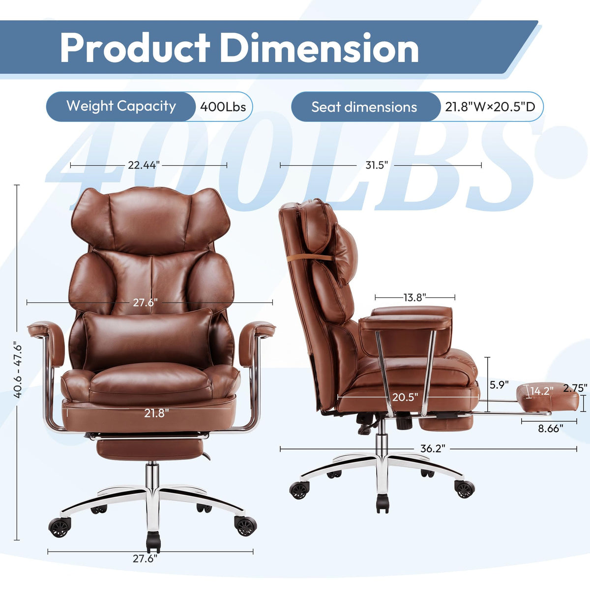 Brown Ergonomic Leather Office Chair O66375