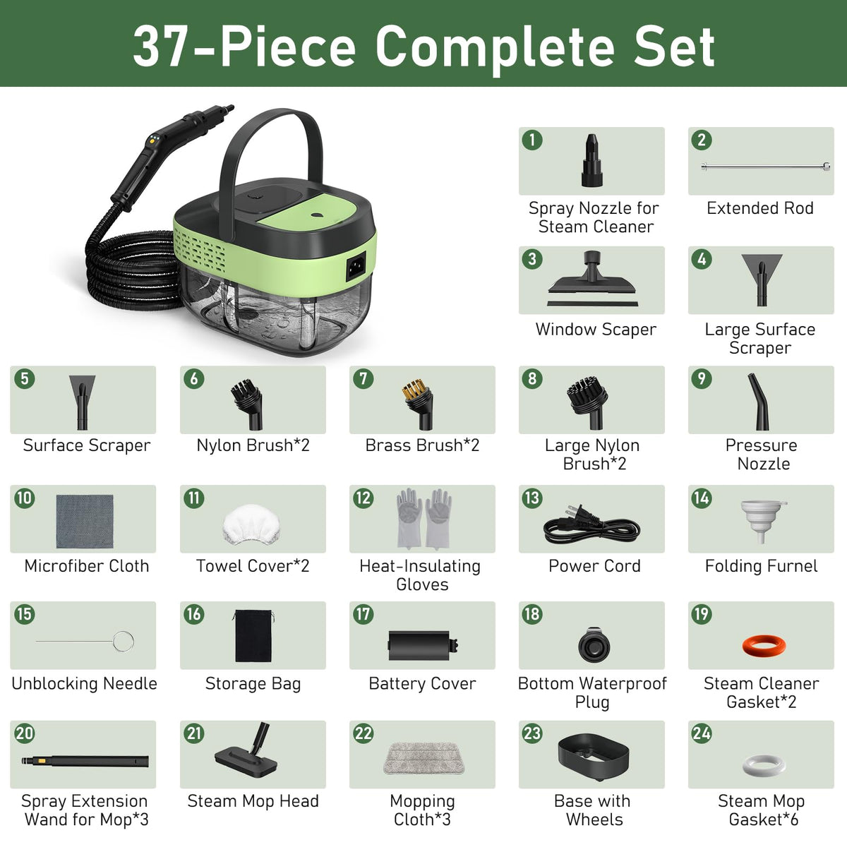 2500W Steam Mop Cleaner with 37 Accessories P698935