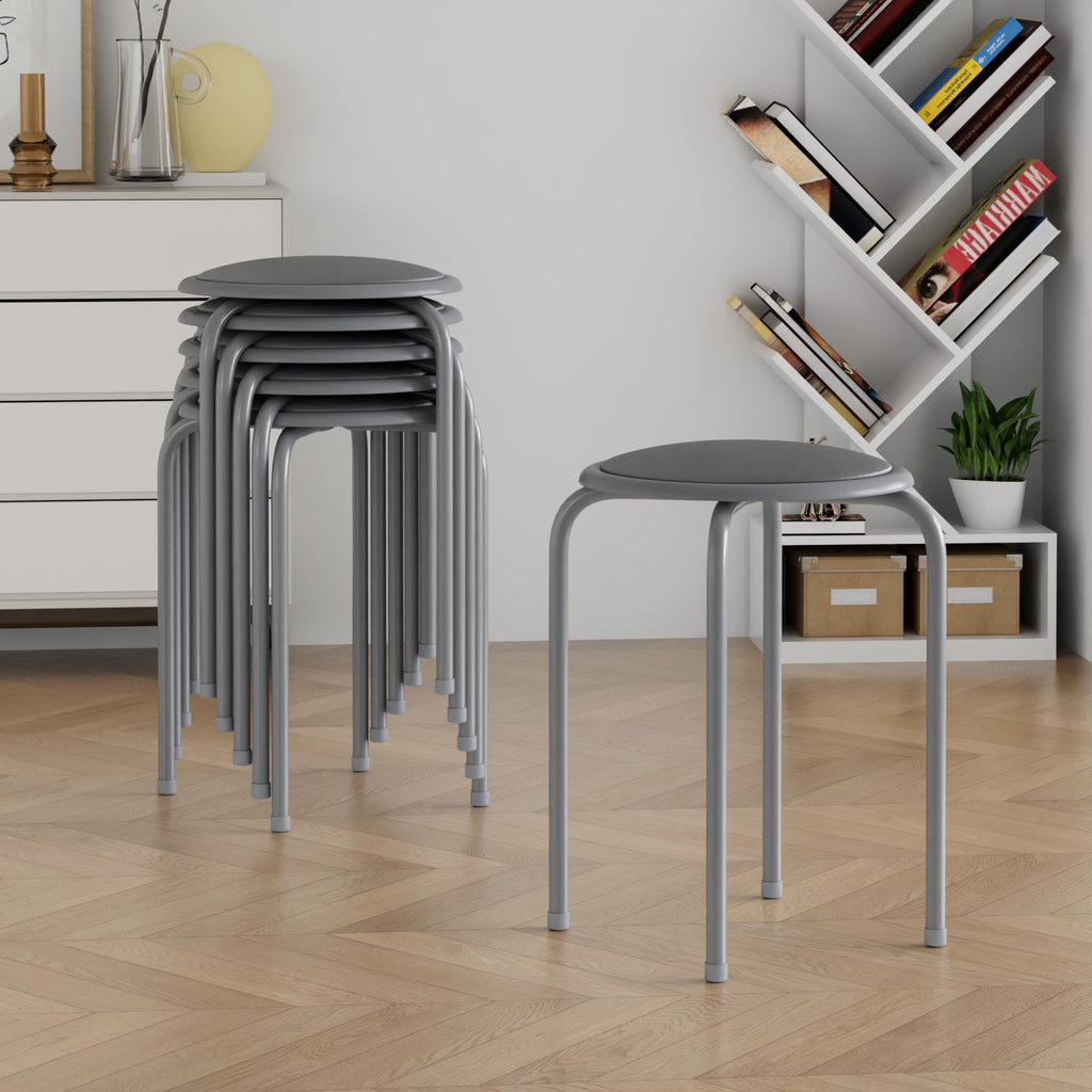 Grey 17 Inch Padded Steel Stacking Stools L322253