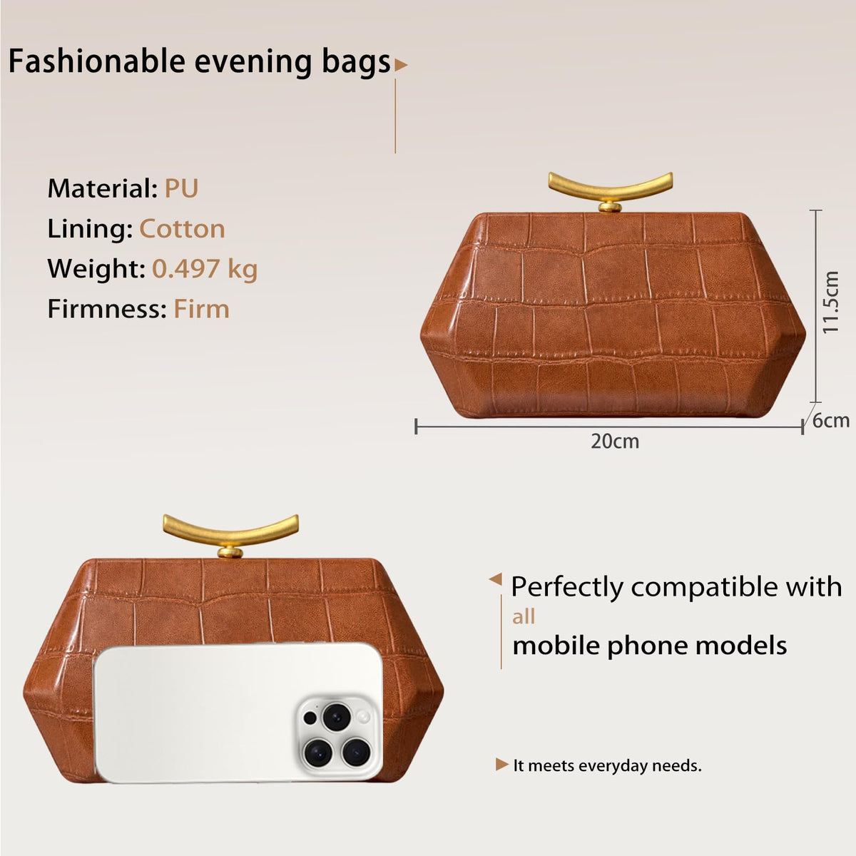 Crocodile Embossed PU Leather Clutch Bag X584
