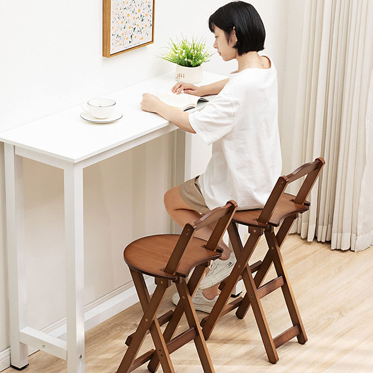 Folding Bar Stool Bamboo Kitchen Stools P788859