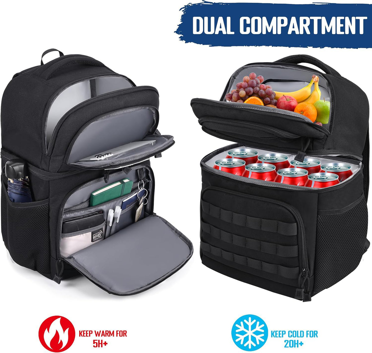Black Insulated Leakproof Lunch Backpack P60962