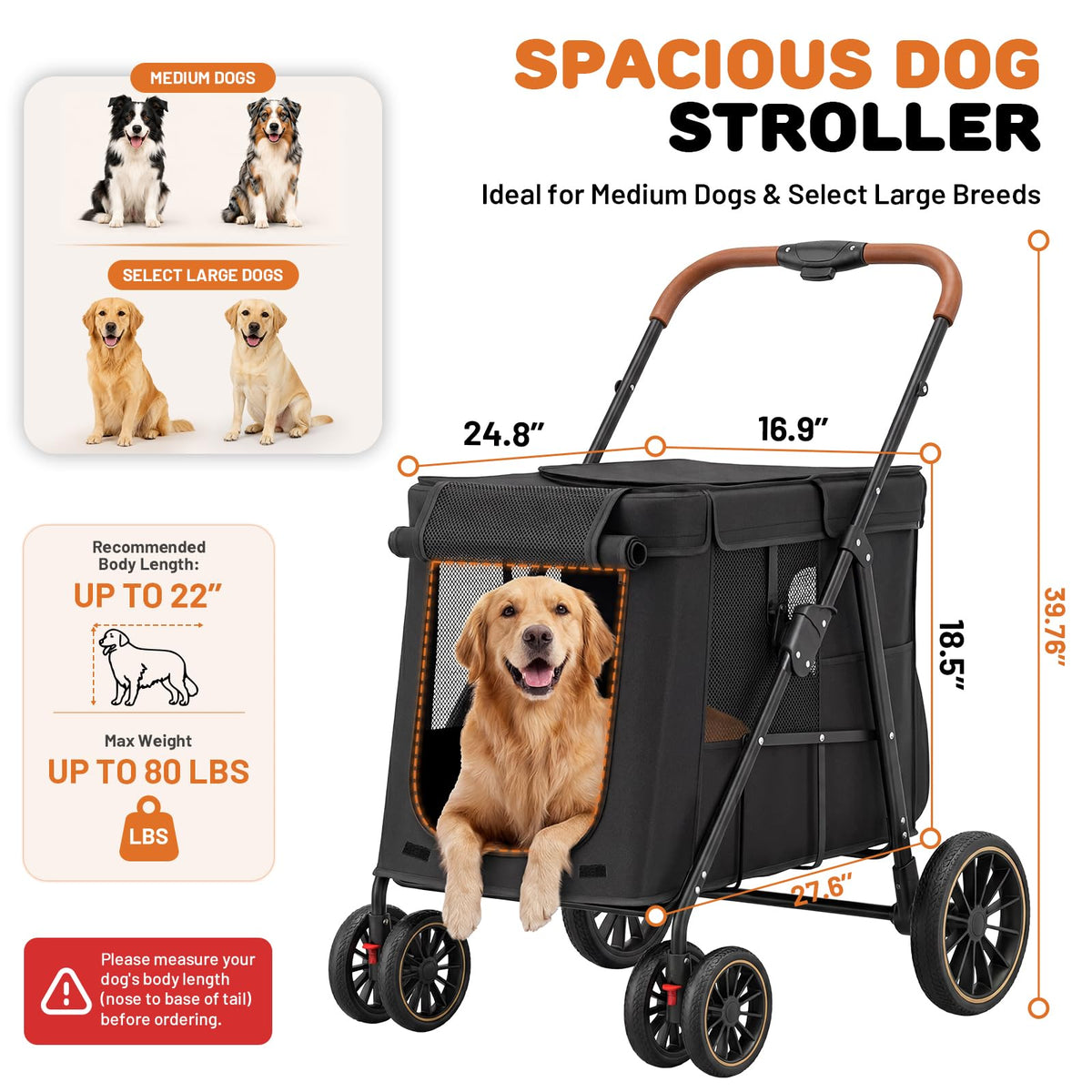 Foldable Pet Stroller up to 80 lbs with All-Terrain Wheels Z83070
