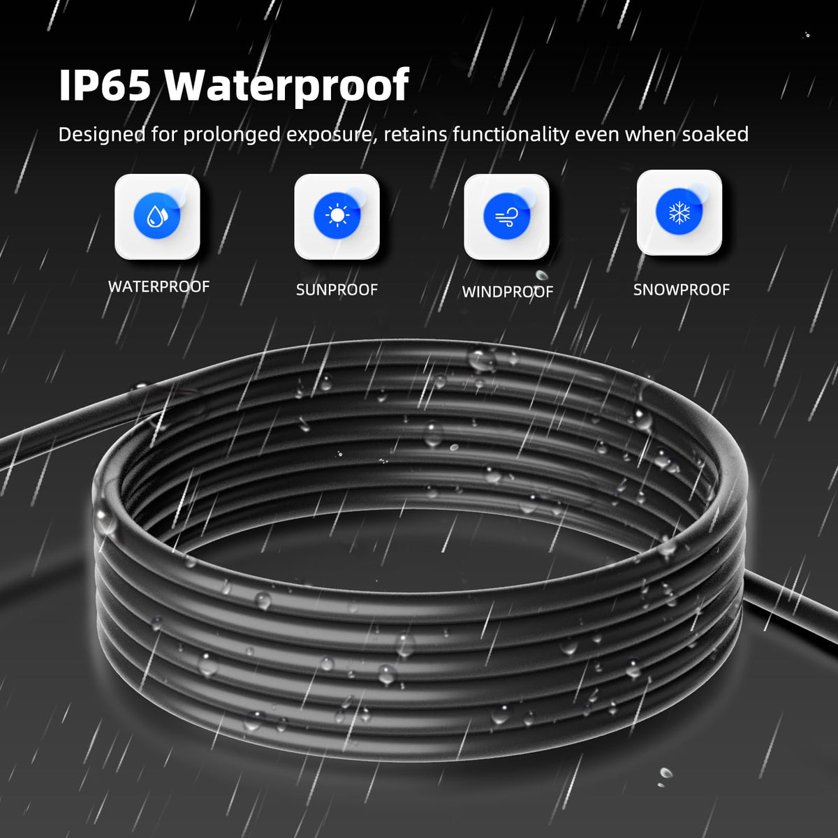 100 FT Waterproof Black 16 AWG Extension Cord S279237