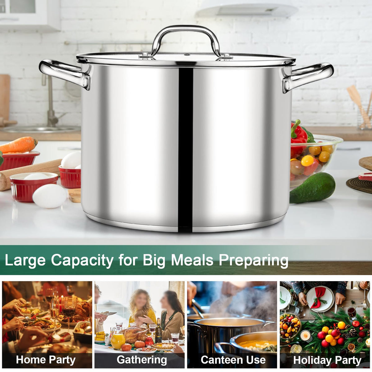 20 QT Stainless Steel Stock Pot with Lid G4225