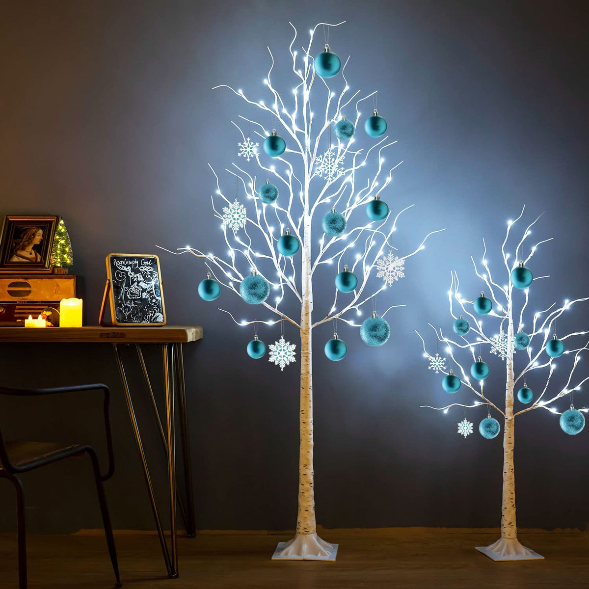 8ft 136LED Lighted Artificial Birch Tree with Timer P213