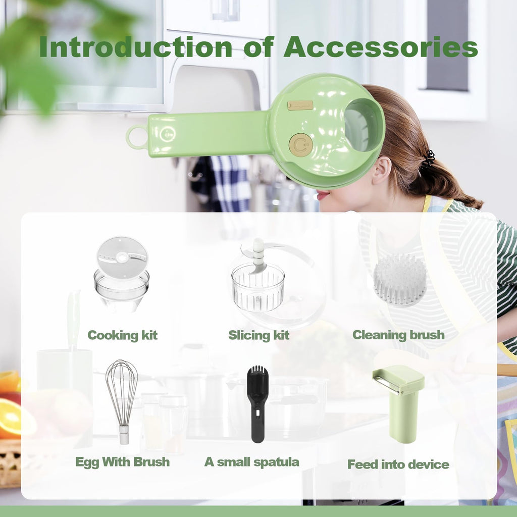 Portable Wireless Electric 4-in-1 Vegetable Cutter Set P6142