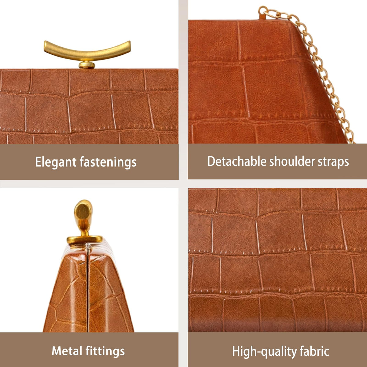 Crocodile Embossed PU Leather Clutch Bag X584