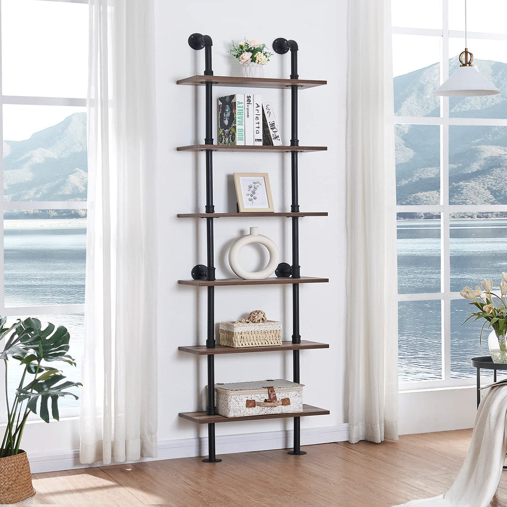 6 Tier Industrial Pipe Bookshelf R15739