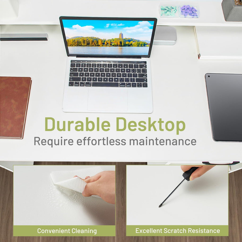 White Desk with Drawer and Keyboard Tray B80213