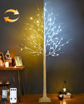 8ft 136LED Lighted Artificial Birch Tree with Timer P213