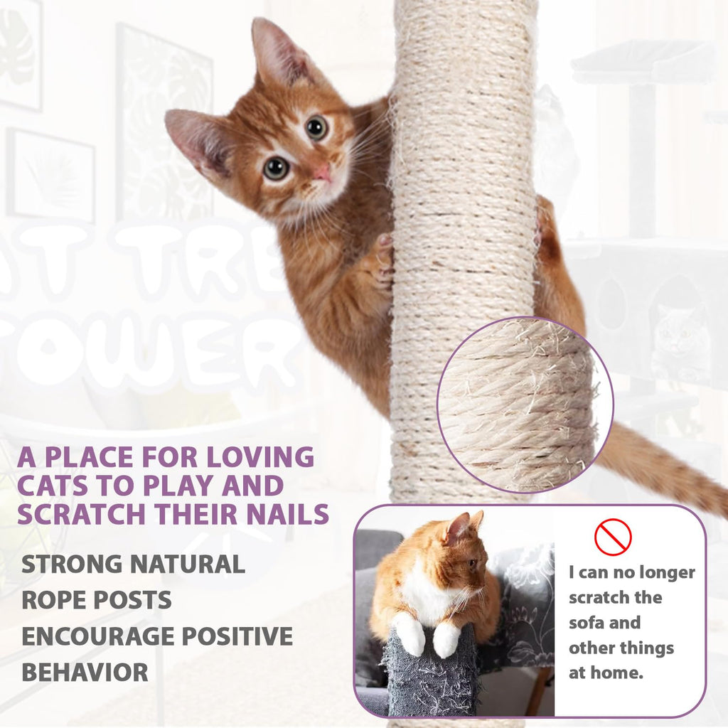 70 Inches Multi-Level Cat Tree with Scratching Posts W502