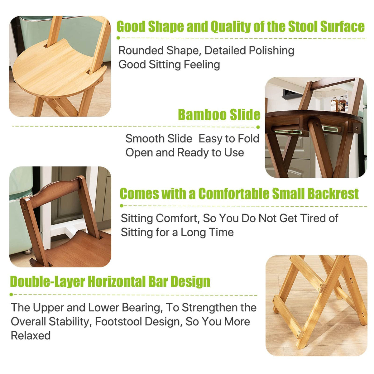 Folding Bar Stool Bamboo Kitchen Stools P788859
