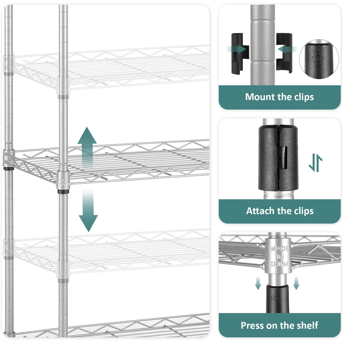 6-Tier Wire Shelving Unit with Caster Wheels S34446