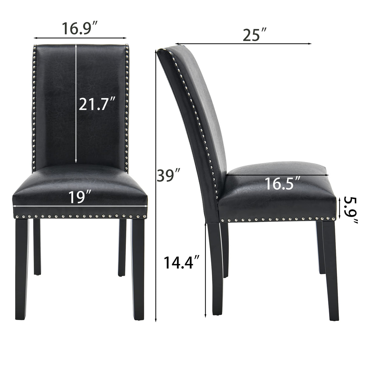 Set of 4 PU Leather Upholstered Dining Chairs with Solid Wood Legs A9219
