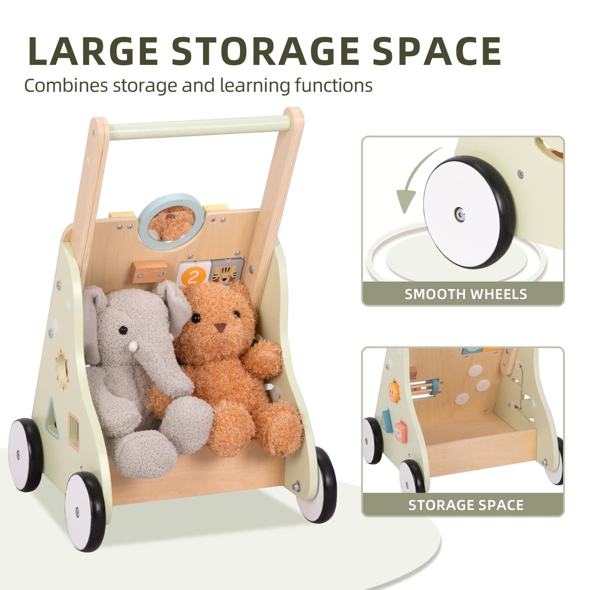 Wooden Baby Walker with Wheels N339