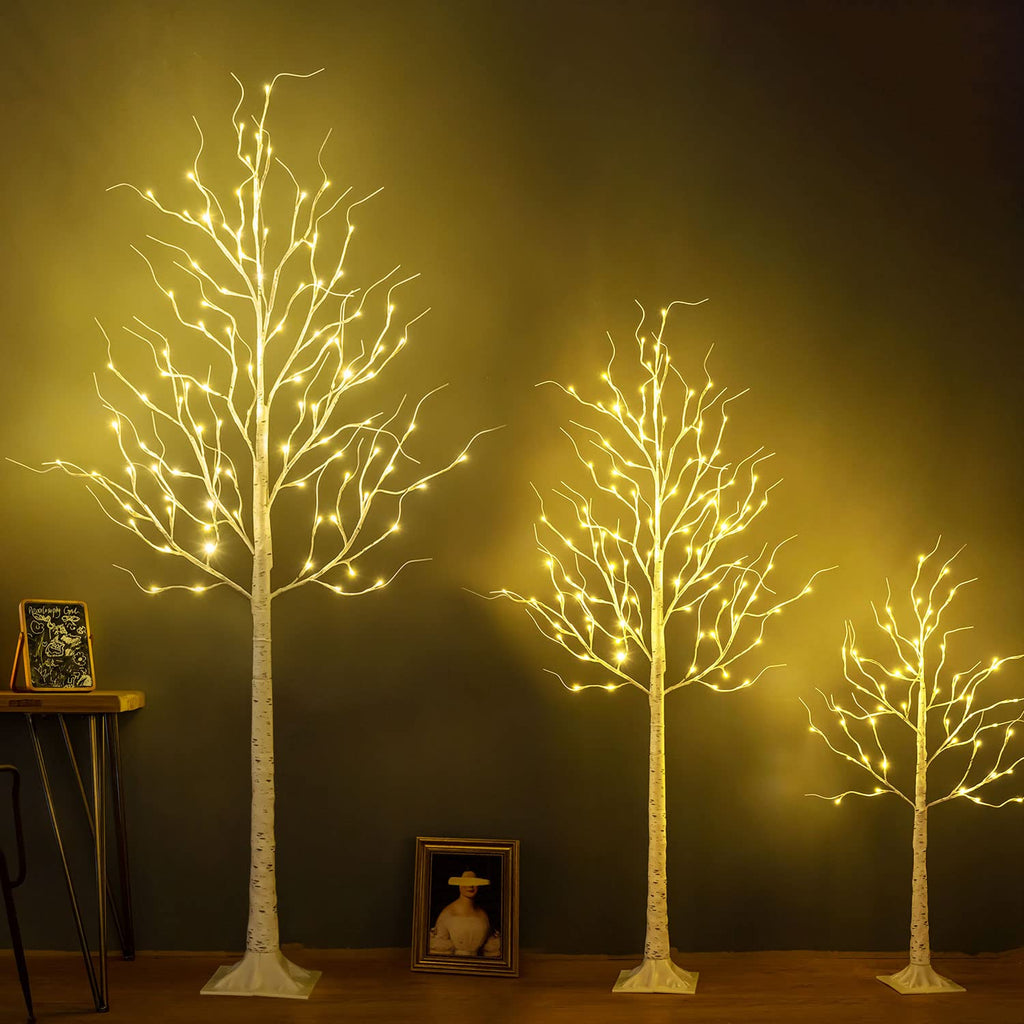 8ft 136LED Lighted Artificial Birch Tree with Timer P213