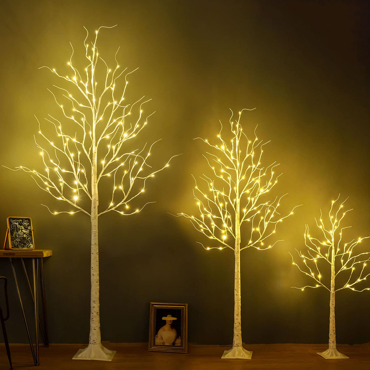 8ft 136LED Lighted Artificial Birch Tree with Timer P213
