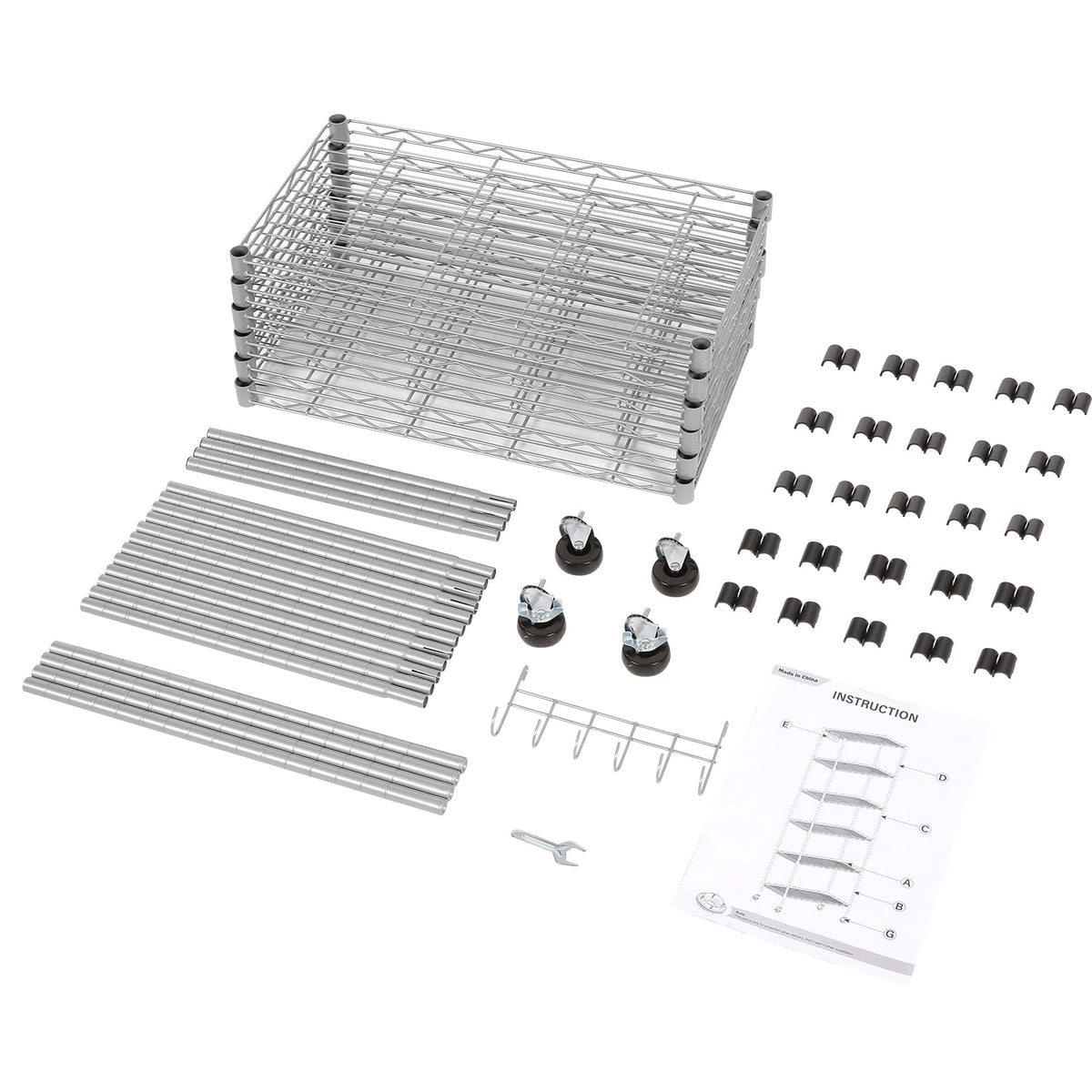 6-Tier Wire Shelving Unit with Caster Wheels S34446