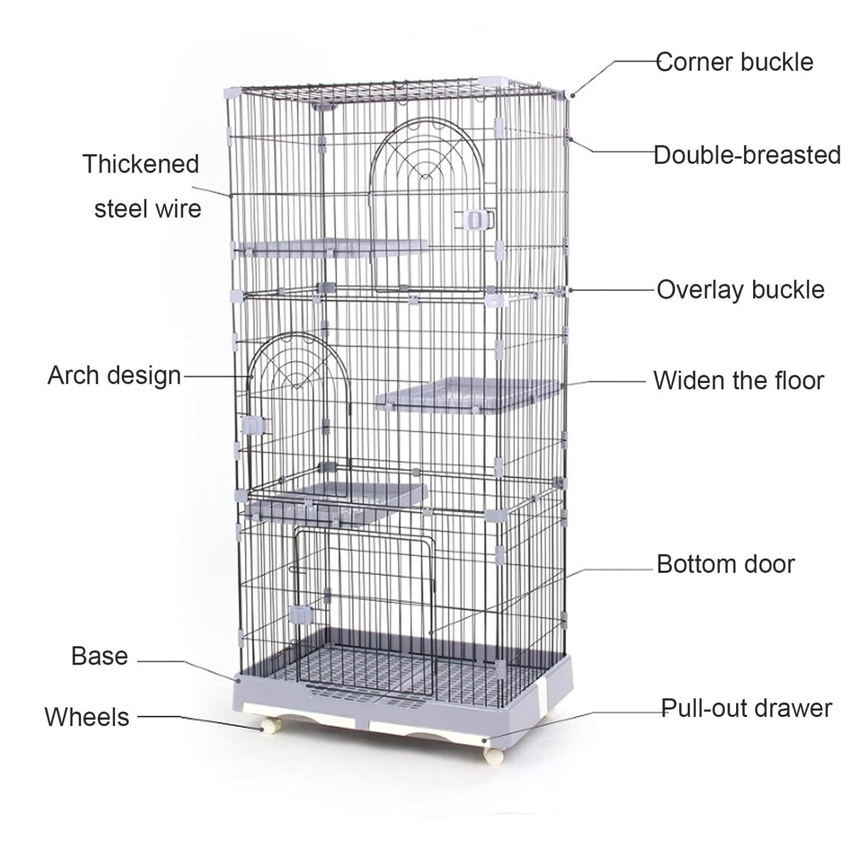 Foldable 4 Tier Detachable Cat Cage with Hammock Y80498