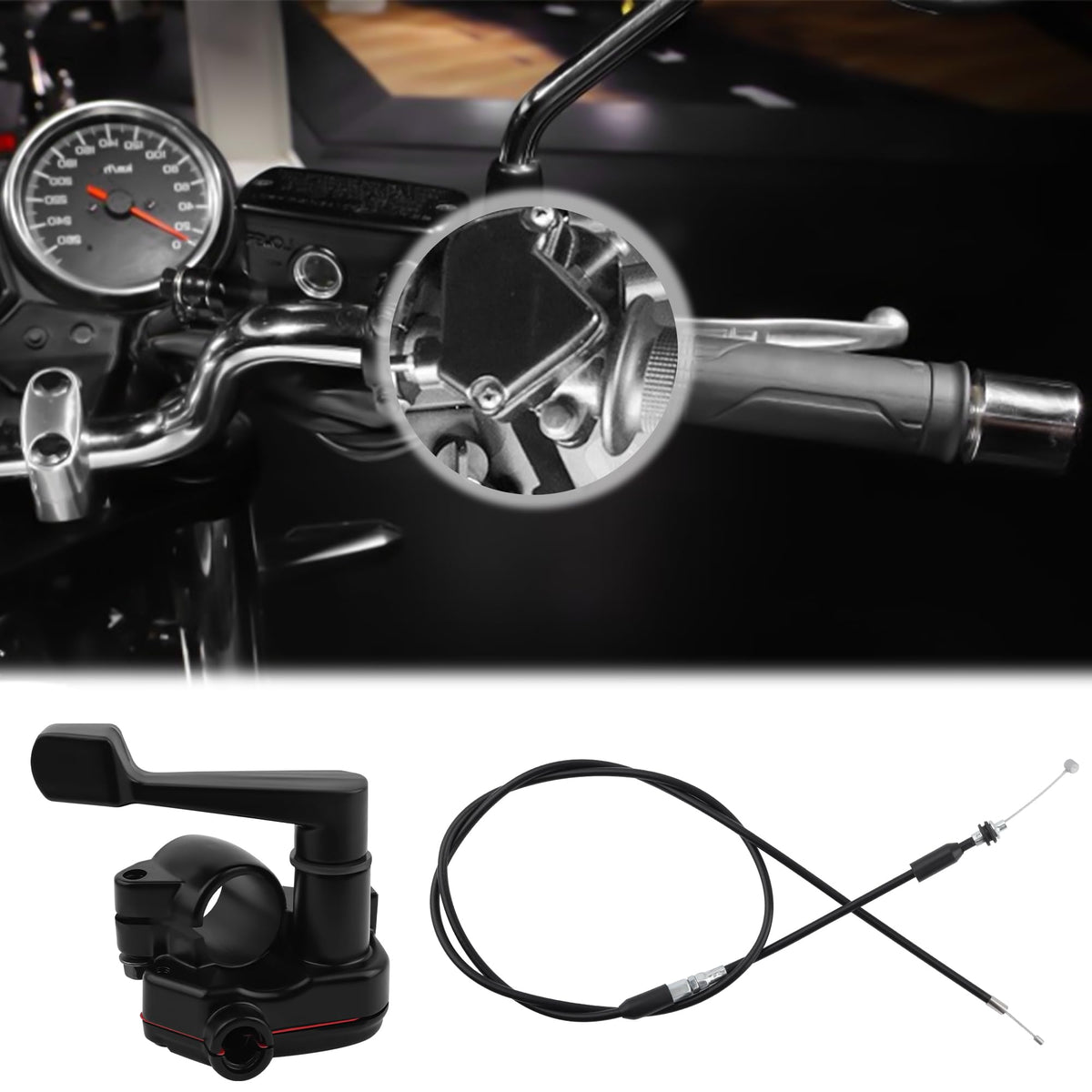 22mm Thumb Throttle Kit with Cable Aluminum Motorcycle ATV L919235