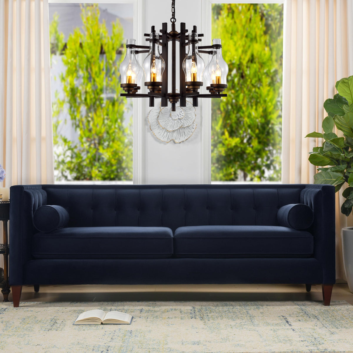 Dark Navy Blue Performance Velvet Tufted Sofa X998353