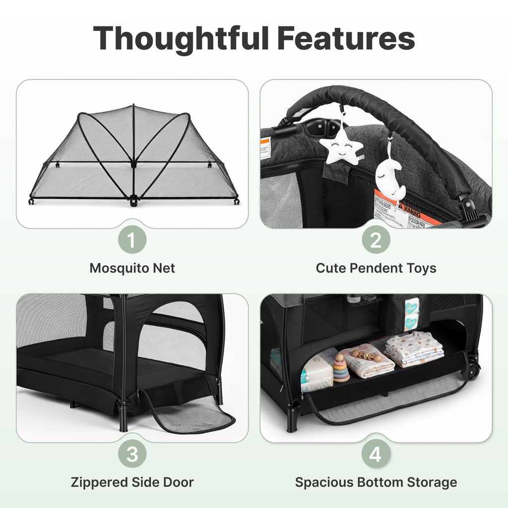 4-in-1 Pack and Play with Bassinet, Diaper Changer, Playpen E8481