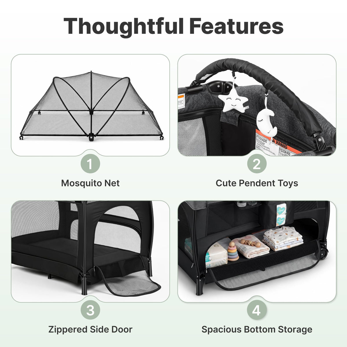 4-in-1 Pack and Play with Bassinet, Diaper Changer, Playpen E8481