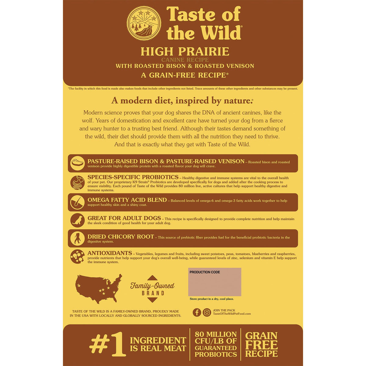 High Prairie Adult Dry Dog Food Roasted Bison 28lb O81942