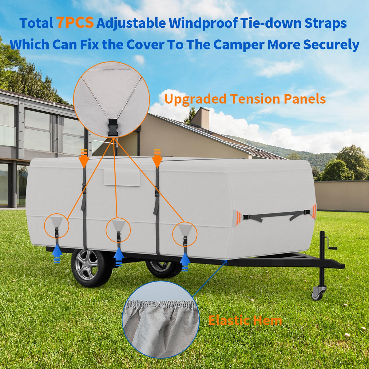 900D Oxford Waterproof Pop Up Camper Tent Trailer Cover, 14-16ft H518833