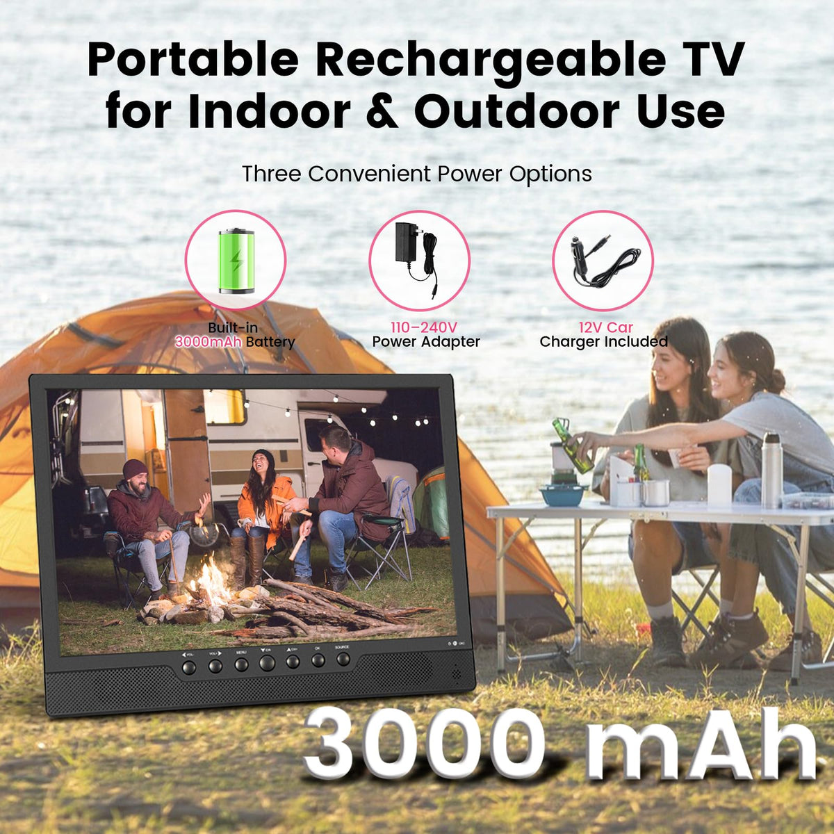 14 Inch Portable Rechargeable TV with Built-in Battery O724