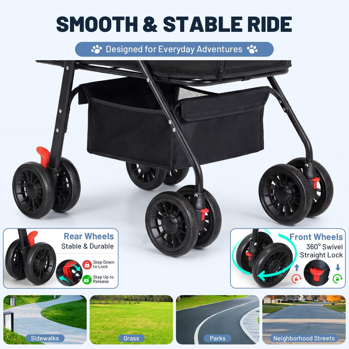 Foldable Pet Stroller with Detachable Carrier N303146