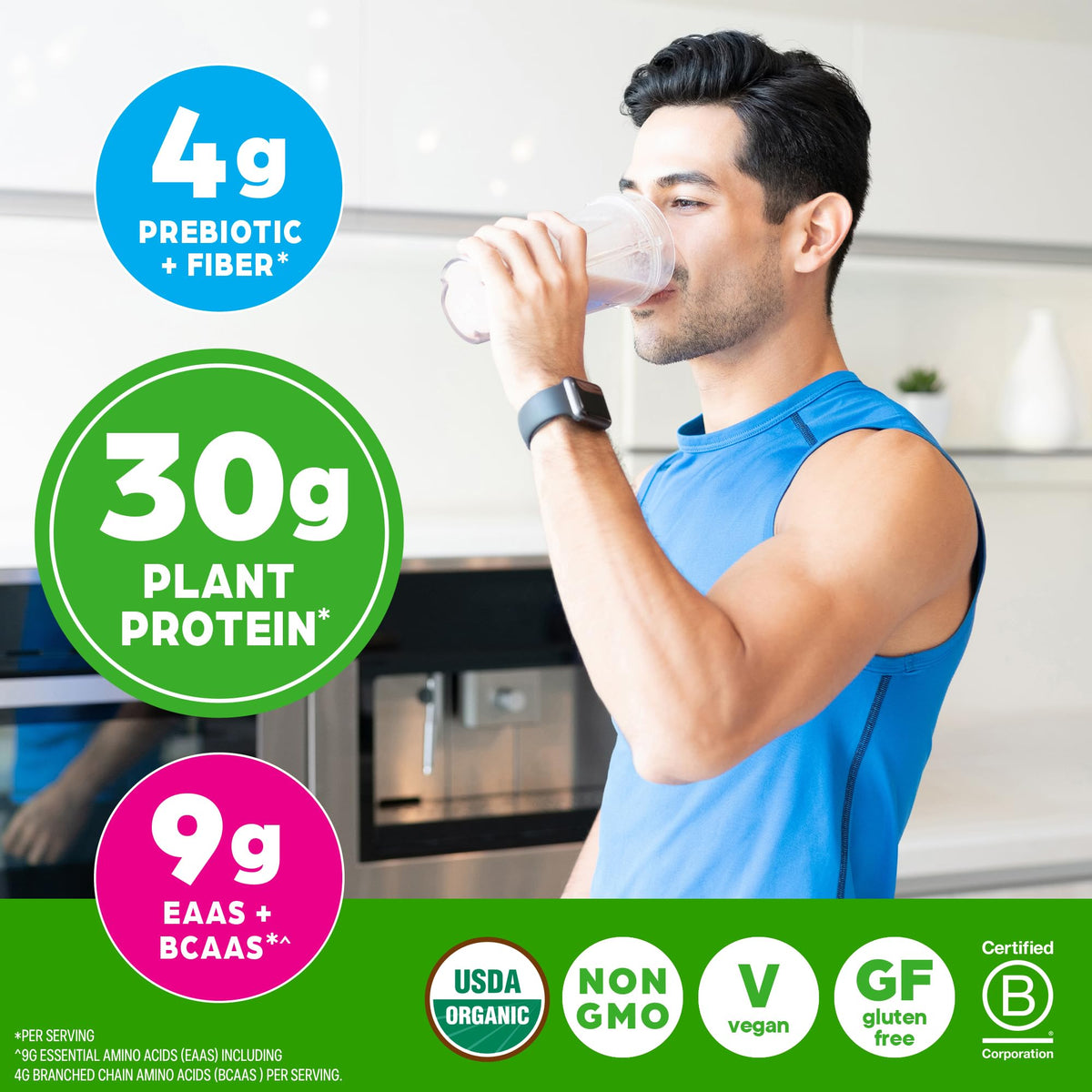 Organic Vegan 30g High Protein Powder Vanilla 2.01 lb V384198