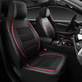 Black Red Faux Leather Front Seat Covers D488549