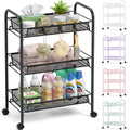 3 Tier Rolling Metal Storage Cart with Wheels, Black S1442