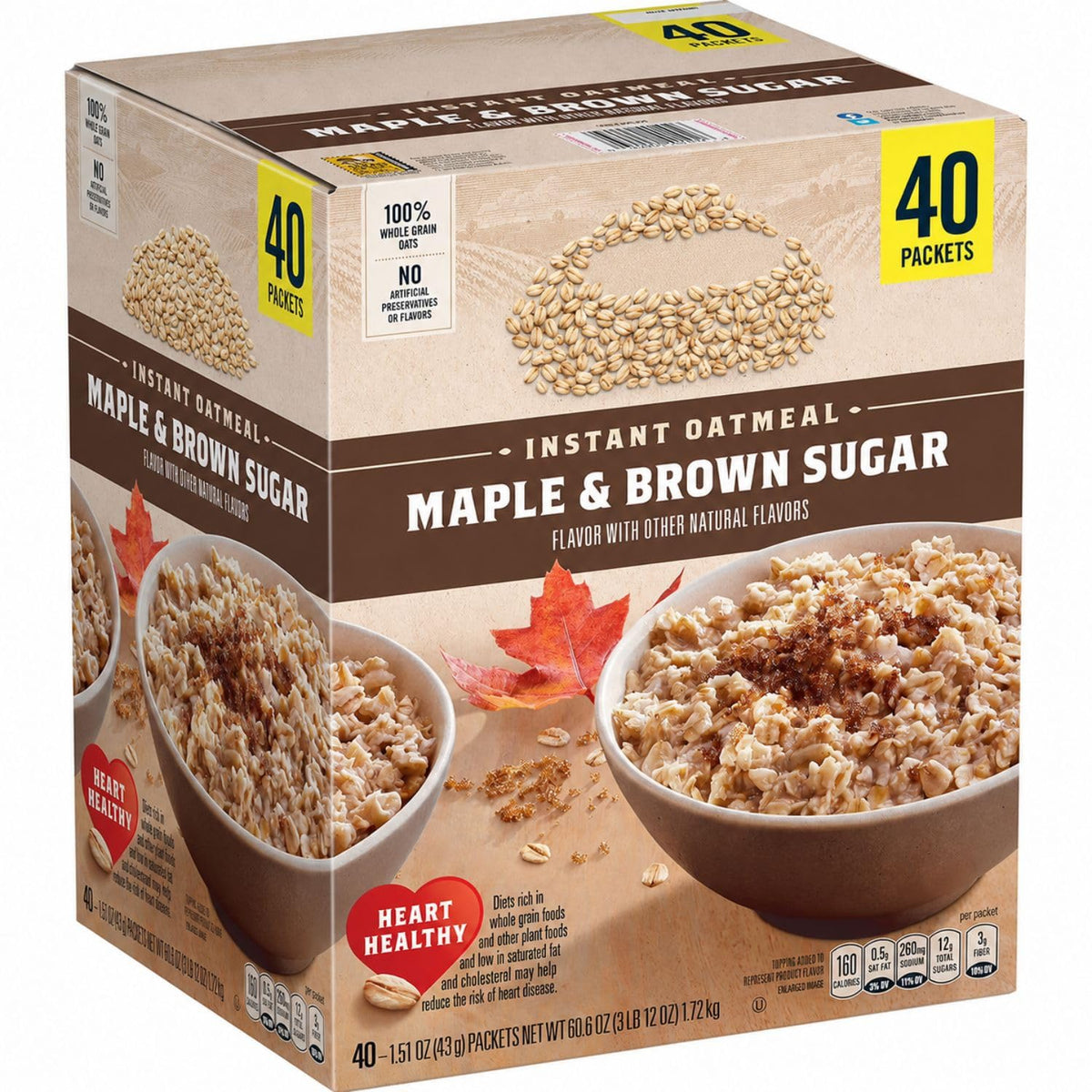 Maple & Brown Sugar Instant Oatmeal Cereal, 40 Count R213056