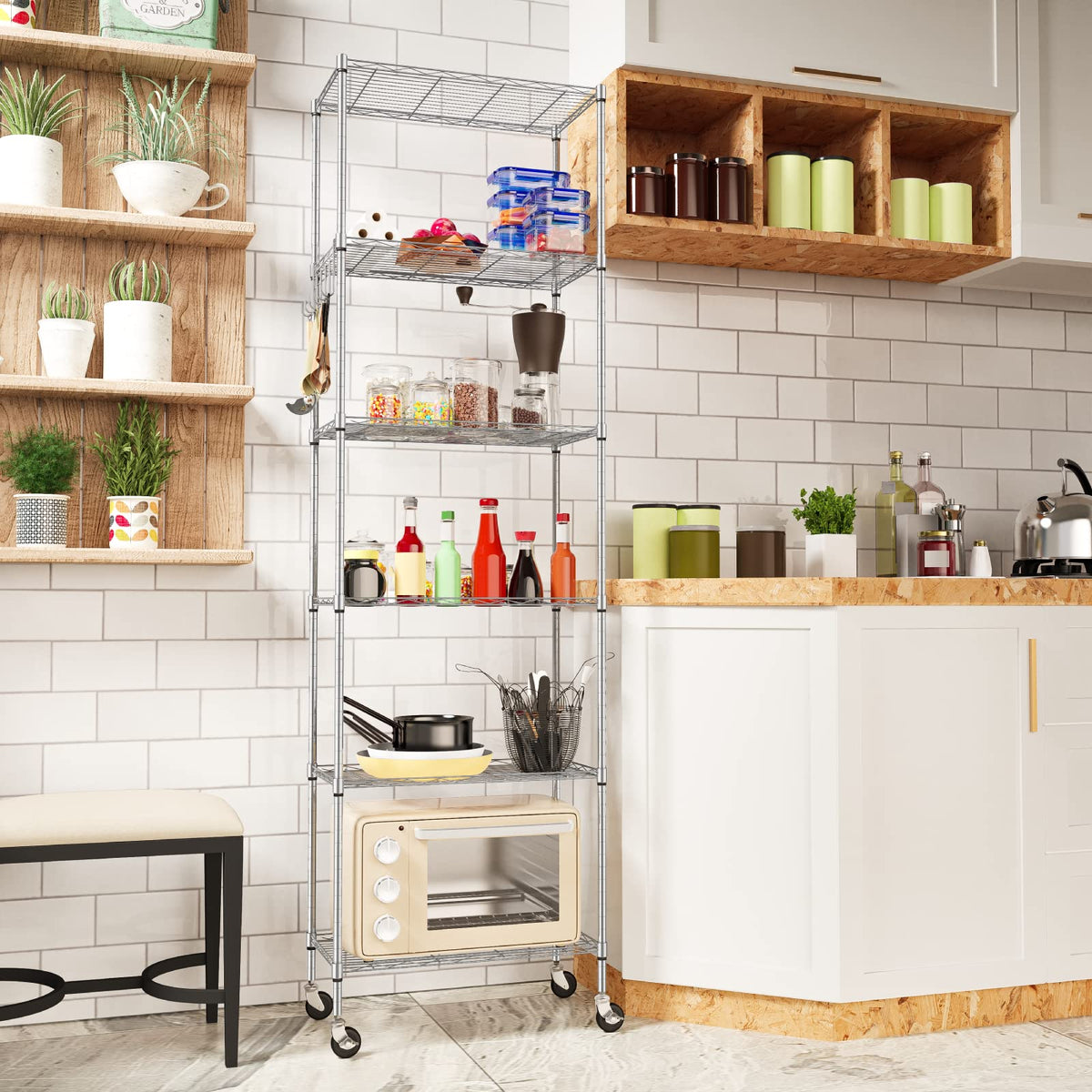 6-Tier Wire Shelving Unit with Caster Wheels S34446