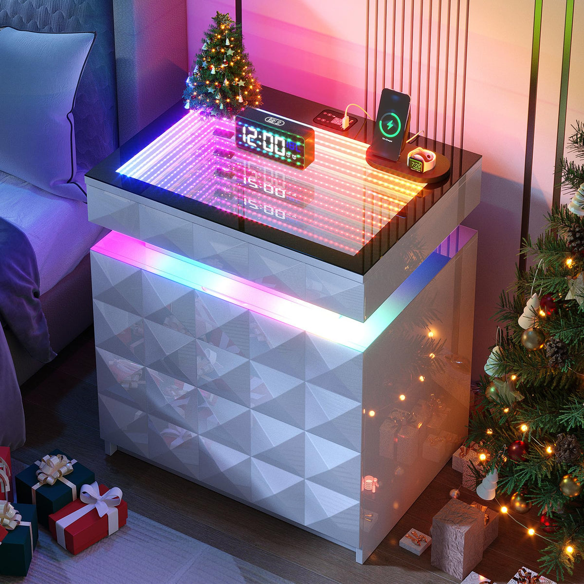 Night Stand with Charging Station & RGB Lights T755