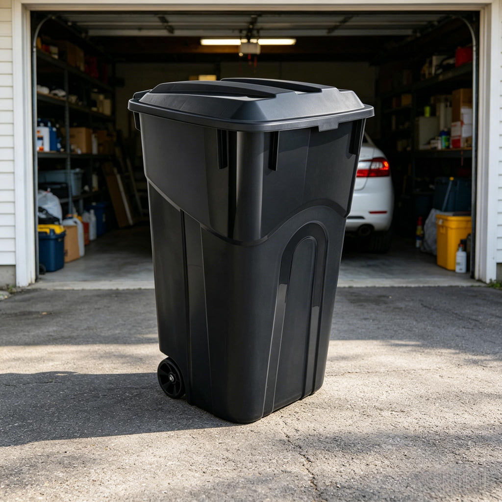 32 Gallon Wheeled Plastic Trash Can with Lid Z72131
