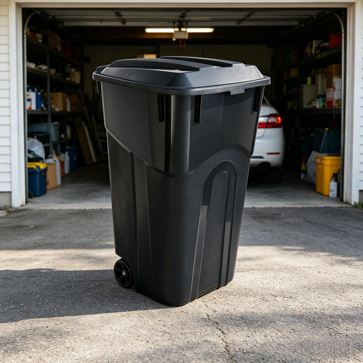 32 Gallon Wheeled Plastic Trash Can with Lid Z72131