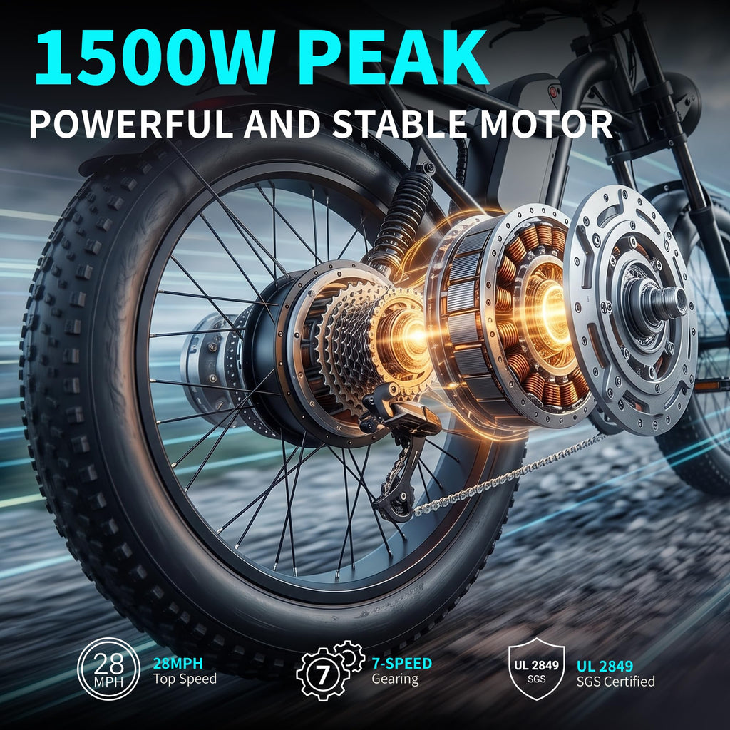 1500W Peak 20" x 4.0" Fat Tire Electric Bike N414