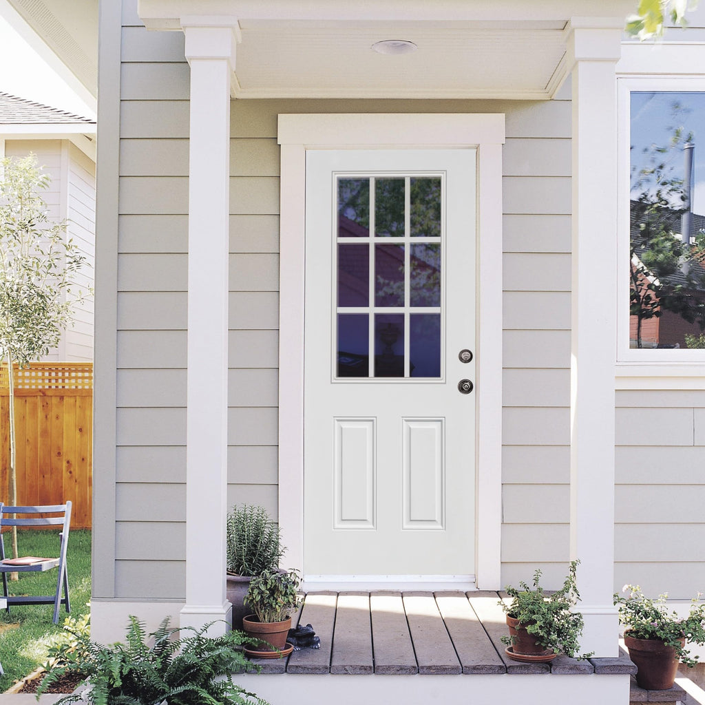 Steel Primed Left Hand In-Swing Prehung Front Door 9 Lite Clear Glass 36" x 80" G5879