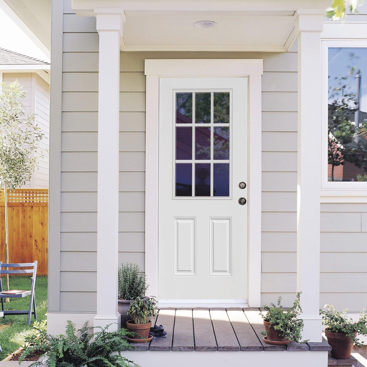 Steel Primed Left Hand In-Swing Prehung Front Door 9 Lite Clear Glass 36" x 80" G5879