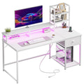 44" White Gaming Desk with Hutch & Shelves Q7594