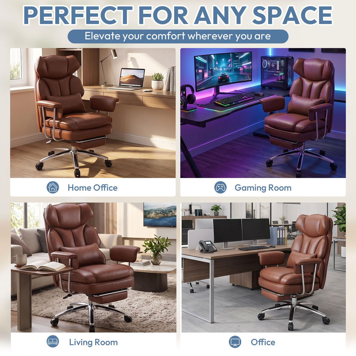 Brown Ergonomic Leather Office Chair O66375