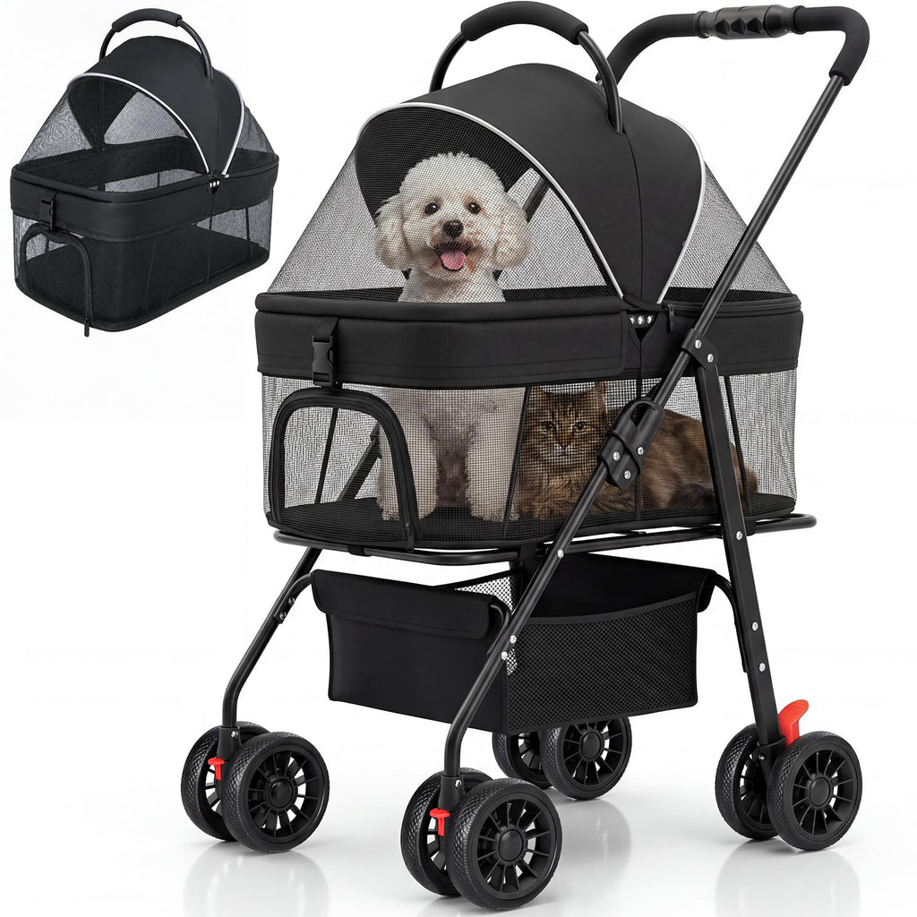 Foldable Pet Stroller with Detachable Carrier N303146